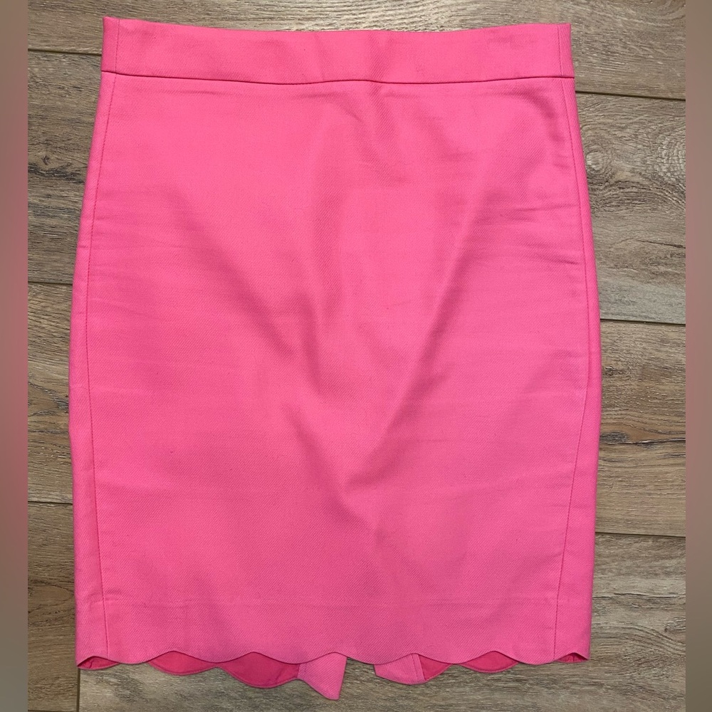 J Crew Factory Scalloped Hem Cotton Pencil Skirt